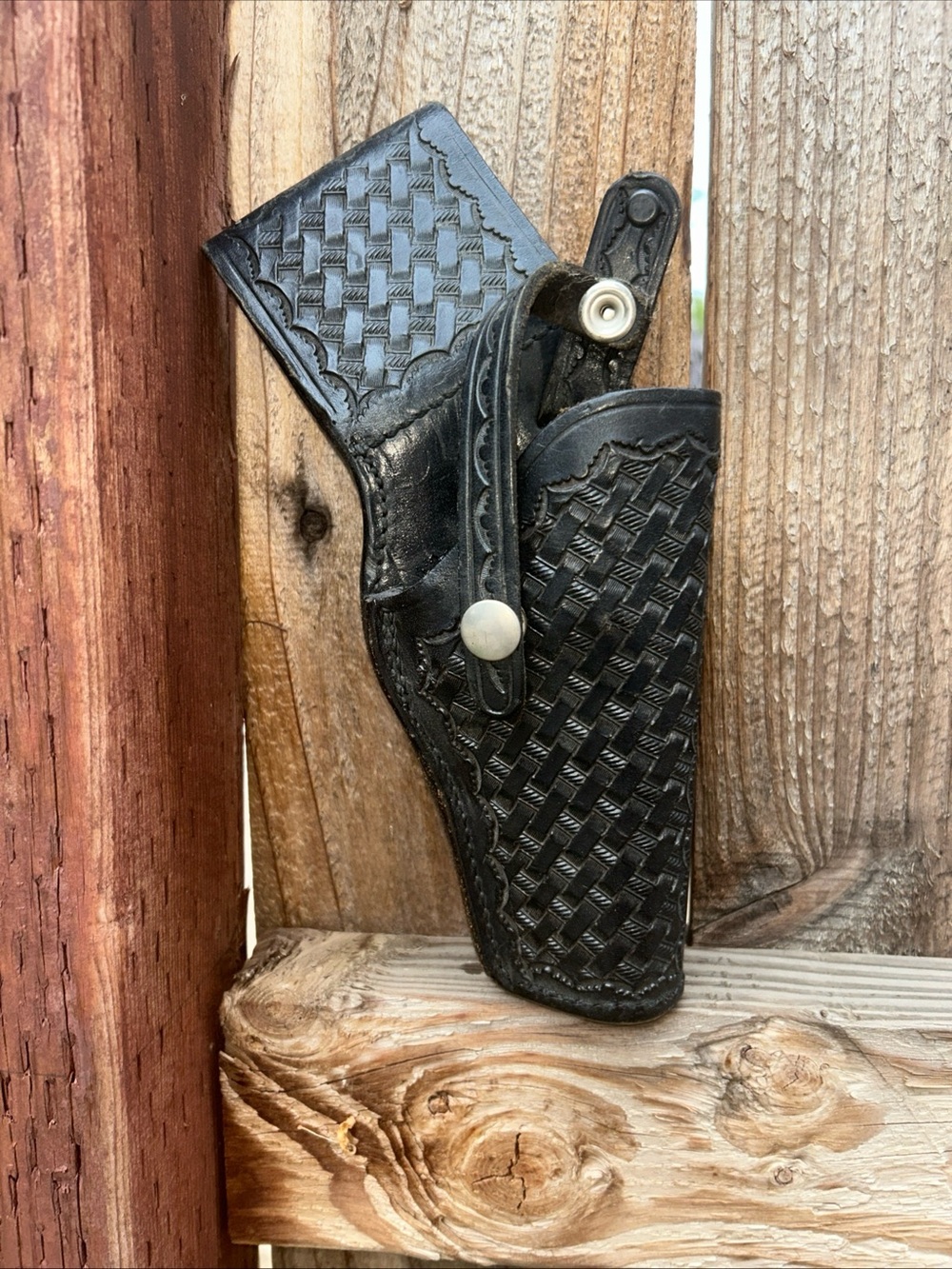 Bucheimer vintage Patrolman B101-44W Men's Black Leather Basketweave Holster